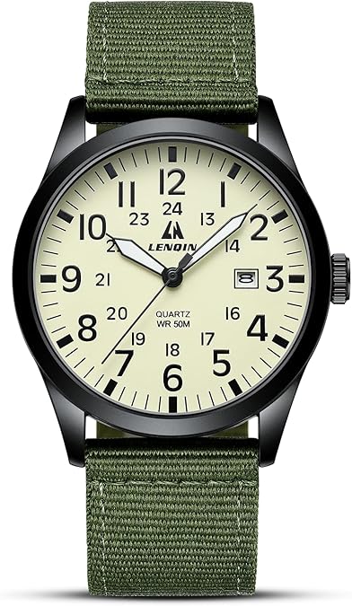 71UUjbESoFL._AC_SY675_-1.jpg LN LENQIN Mens Watches Unisex Military Sport Nylon Strap Stylish Luminous Fashion Analog Quartz Watch for Men Waterproof Army Tactical Casual Wristwatch - Image 1